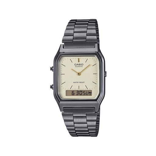 Casio, AQ-230GG-9ADF, Men’s Watch Analog & Digital Combo, White Dial Grey Stainless Band