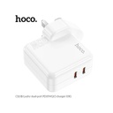 HOCO FAST CHARGER + TYPE-C CABLE TO LIGHTNING  -C110B -WHITE - DUAL PORT 2C FAST CHARGER 35W